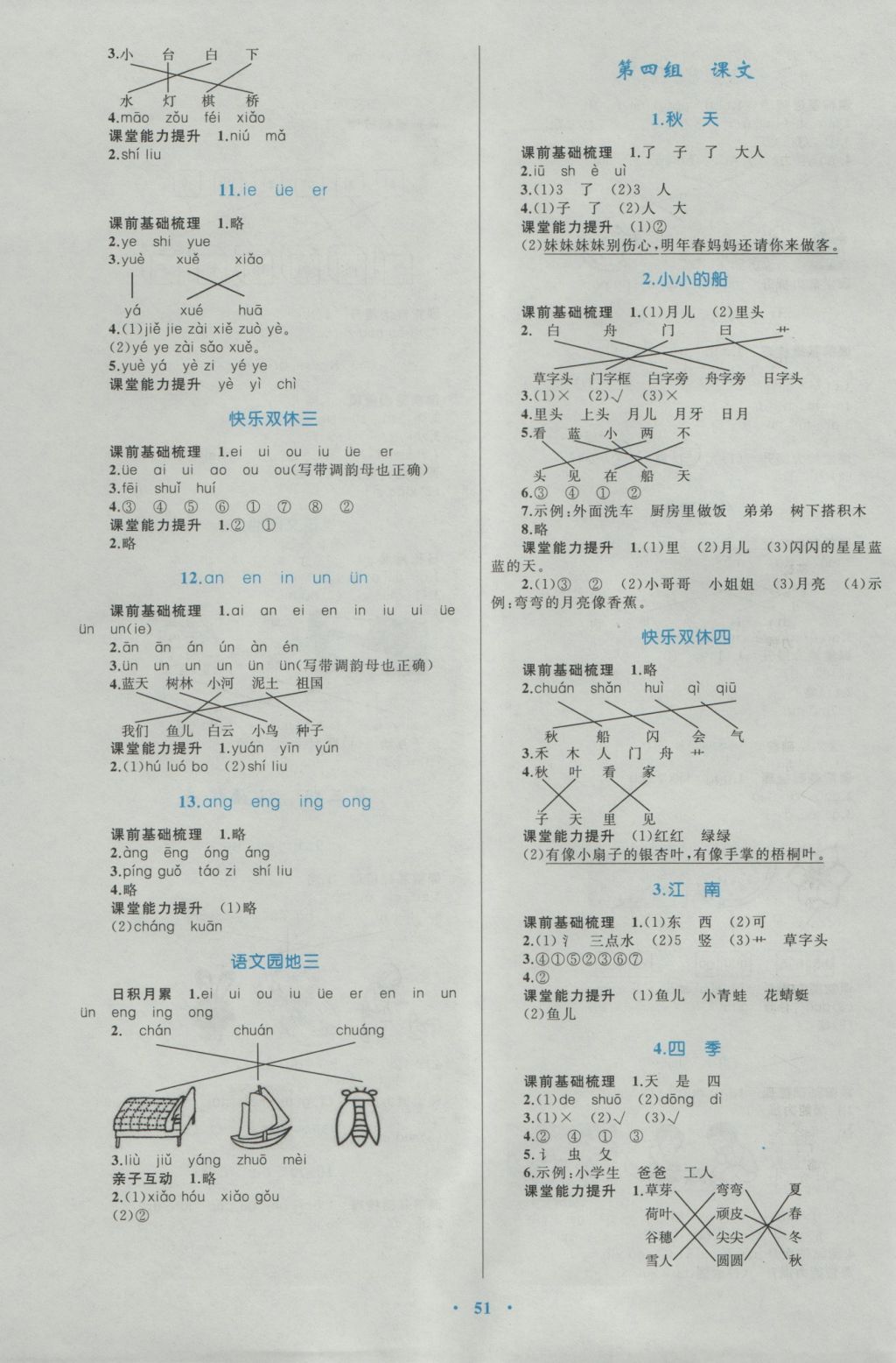 2016年新課標小學同步學習目標與檢測一年級語文上冊人教版 參考答案第3頁