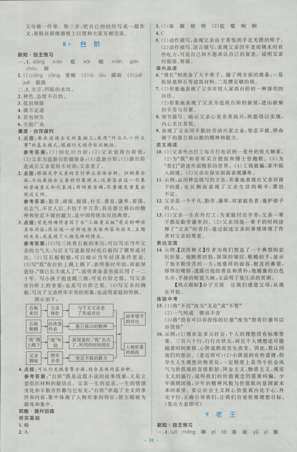 2016年新课标初中同步学习目标与检测八年级语文上册人教版 参考答案第7页