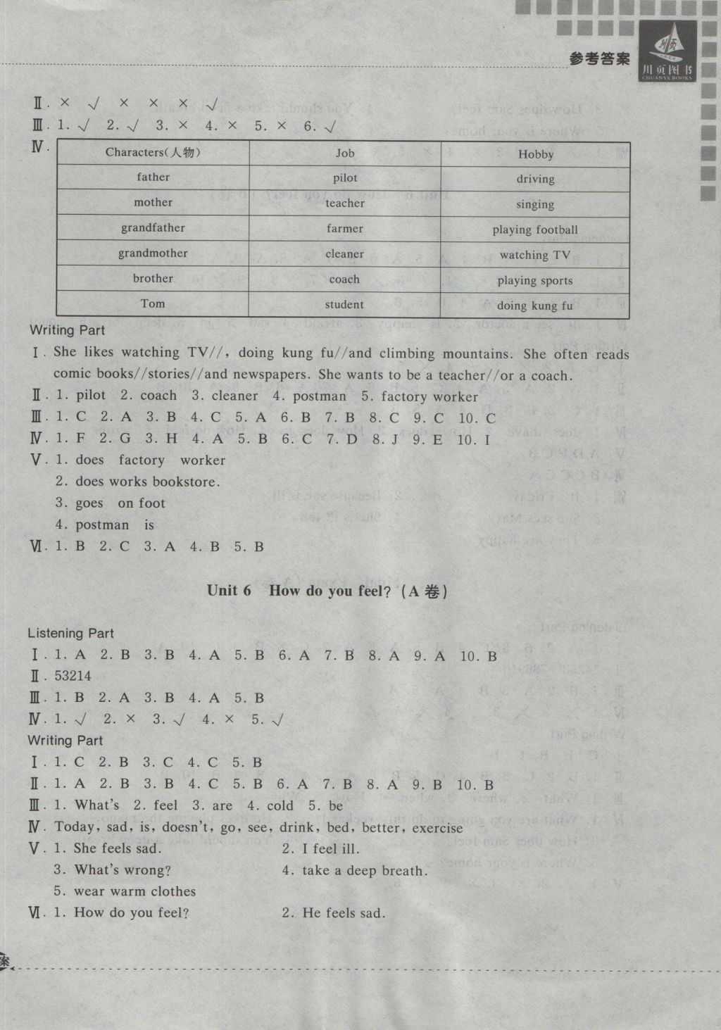 2016年小學(xué)教學(xué)新思維檢測(cè)卷快樂學(xué)習(xí)六年級(jí)英語(yǔ)上冊(cè) 參考答案第22頁(yè)