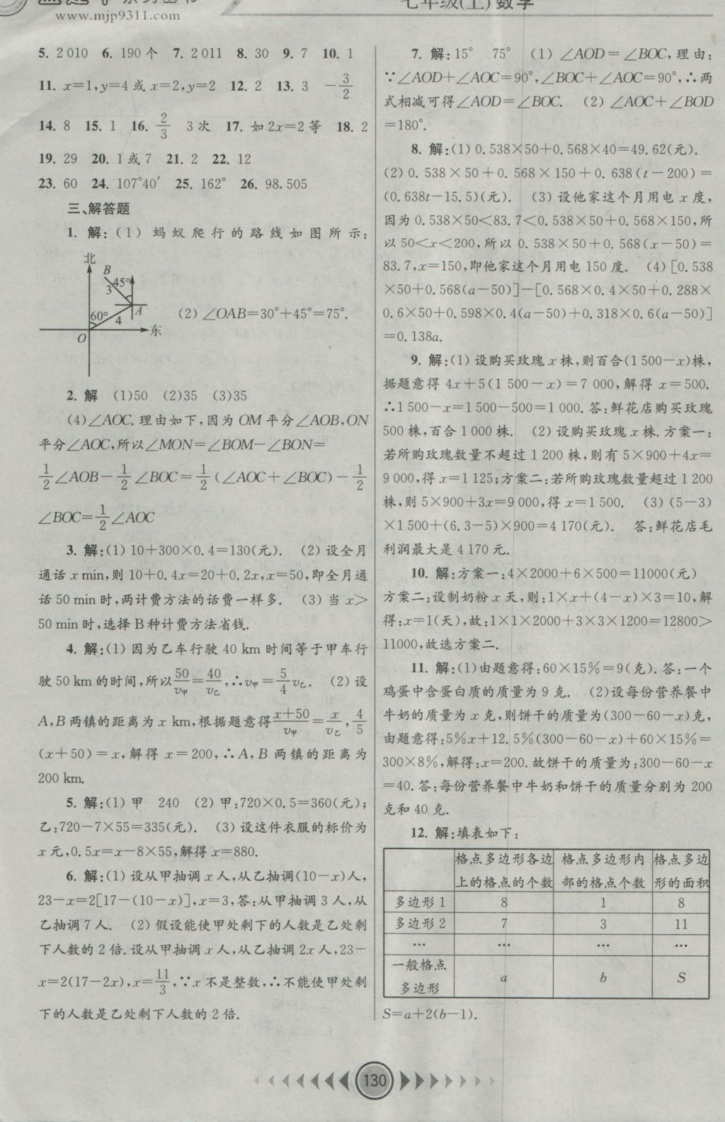 2016年孟建平系列叢書(shū)浙江考題七年級(jí)數(shù)學(xué)上冊(cè)人教版 參考答案第14頁(yè)