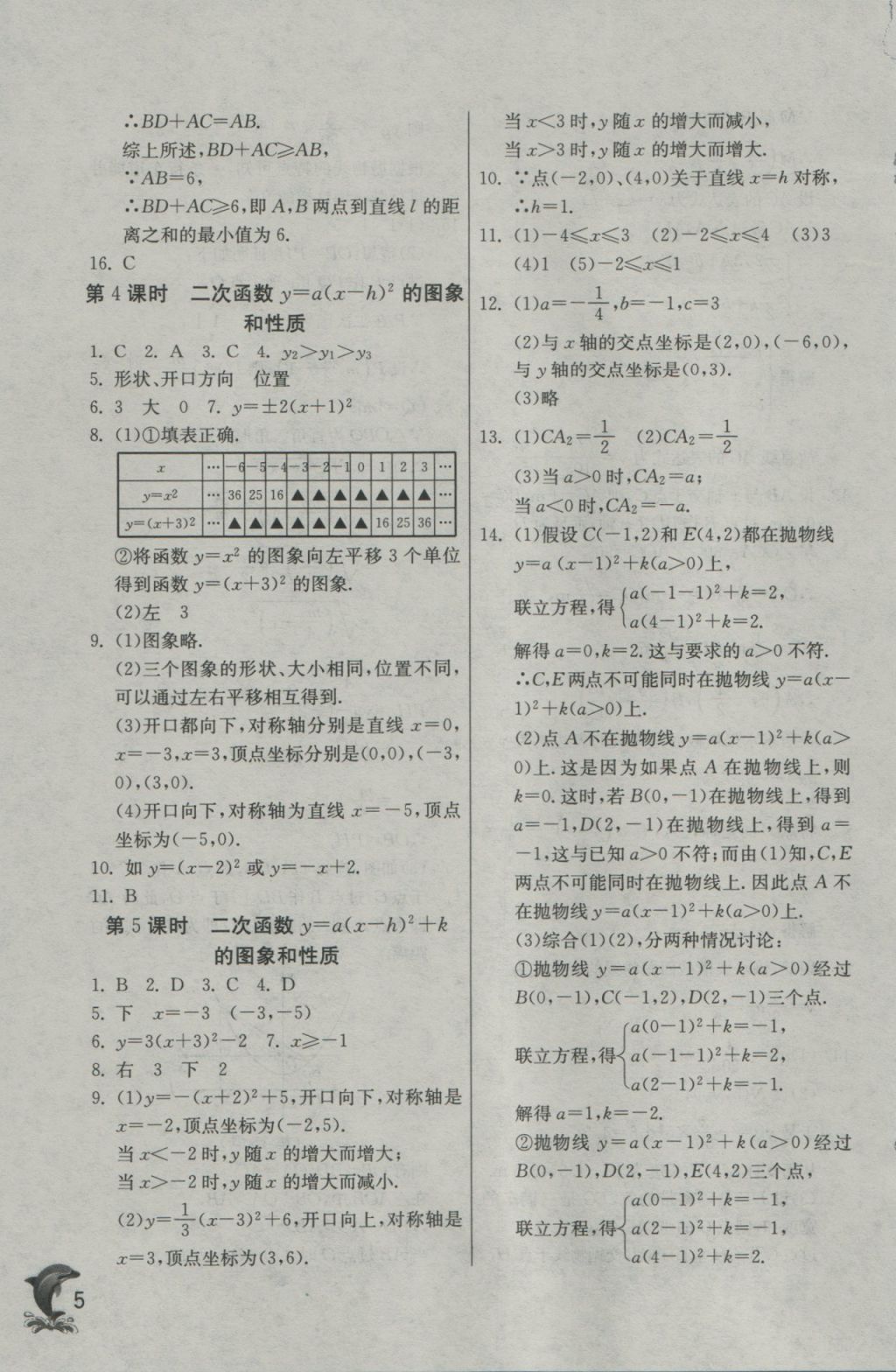 2016年实验班提优训练九年级数学上册沪科版 参考答案第5页