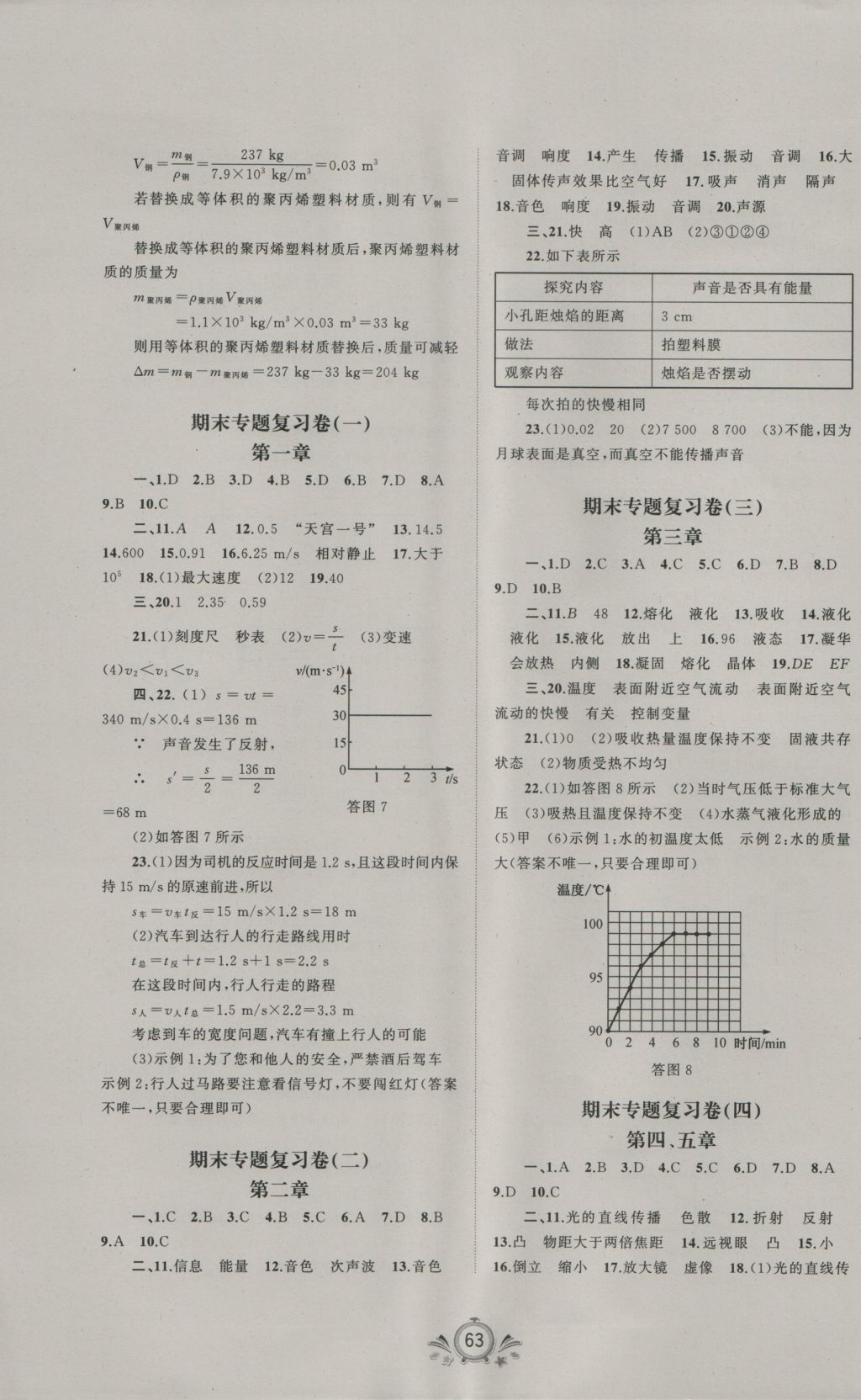 2016年新课程学习与测评单元双测八年级物理上册A版 参考答案第3页