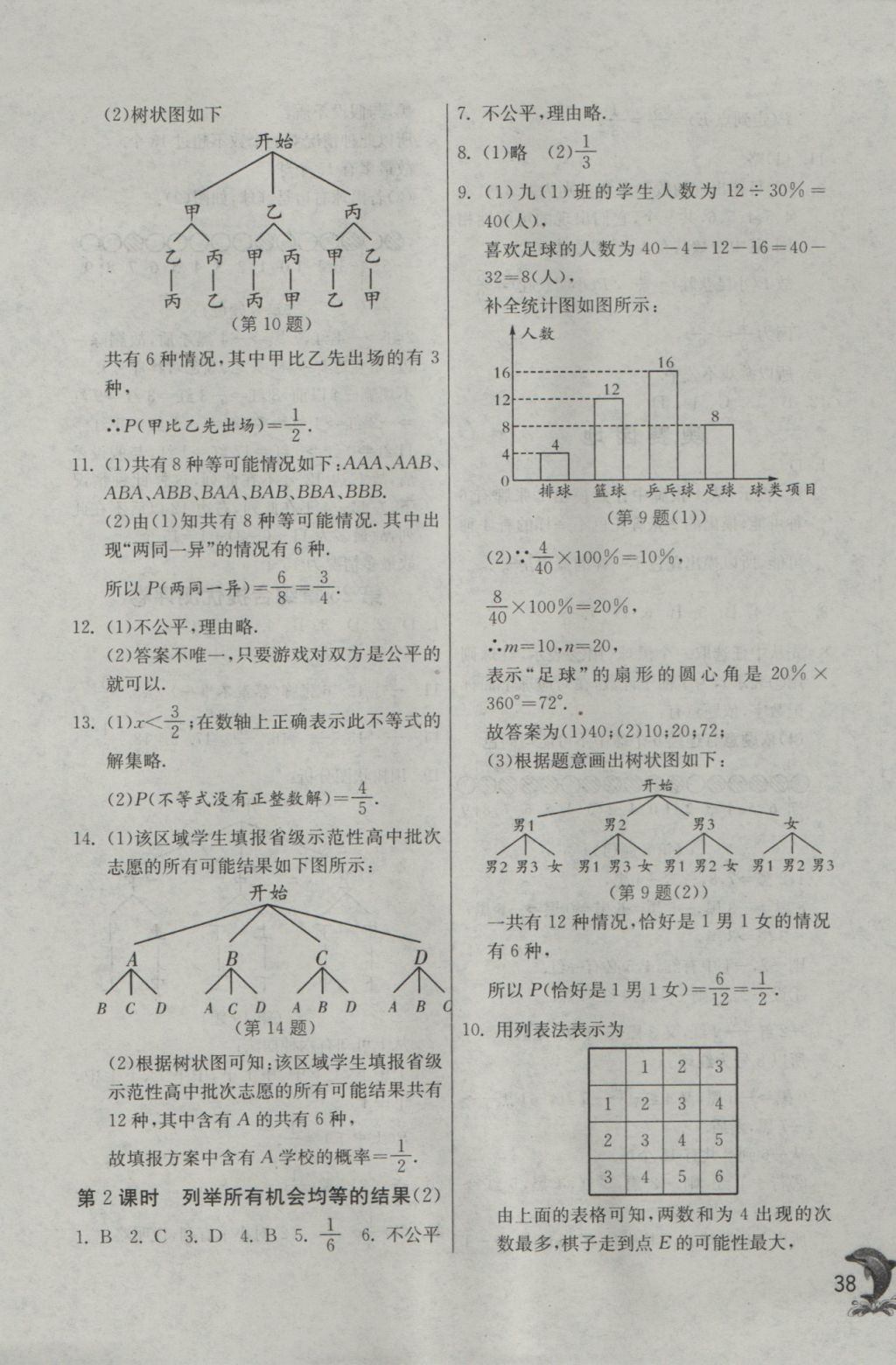 2016年实验班提优训练九年级数学上册华师大版 参考答案第38页