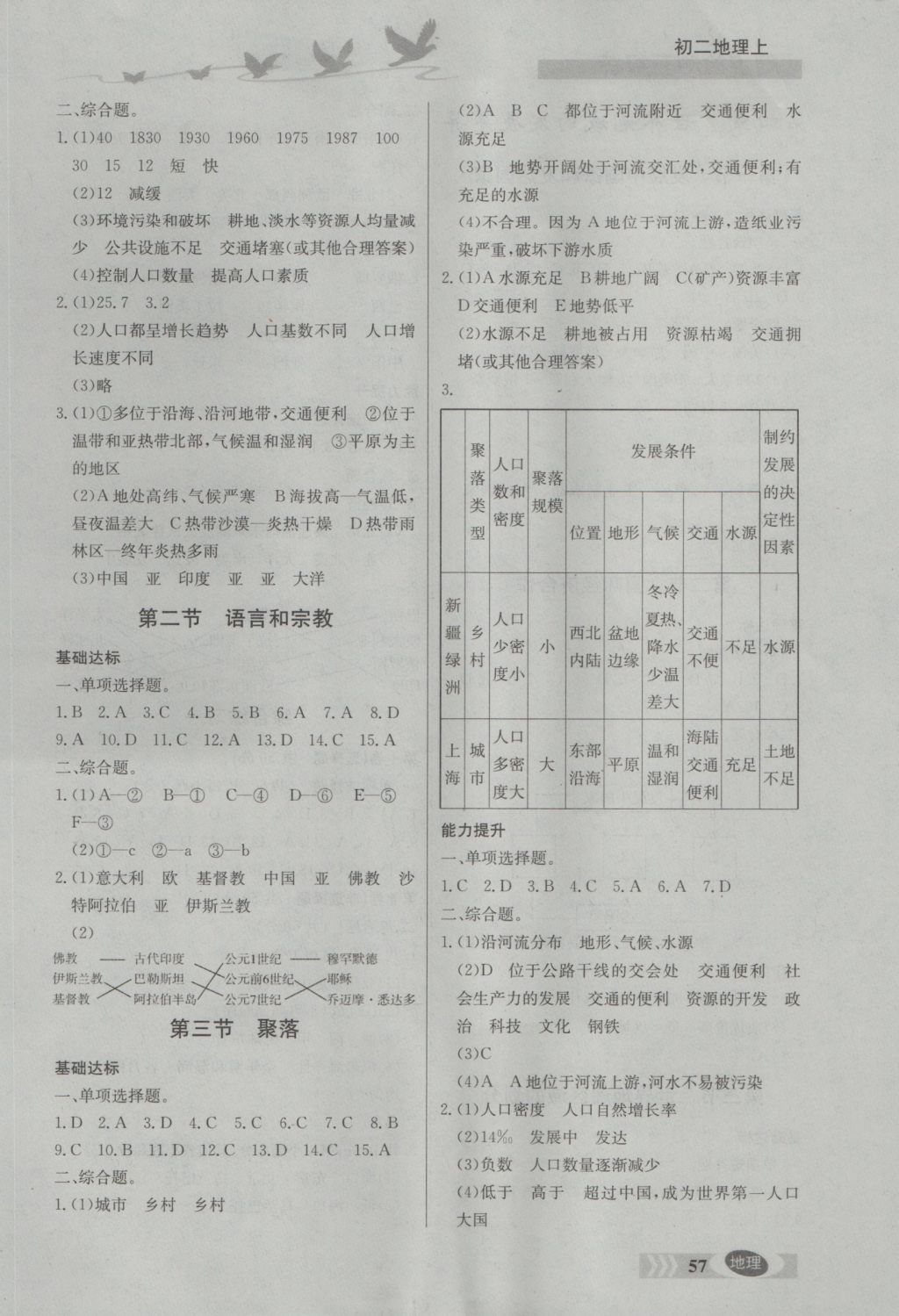 2016年同步檢測三級跳初二地理上冊 參考答案第3頁