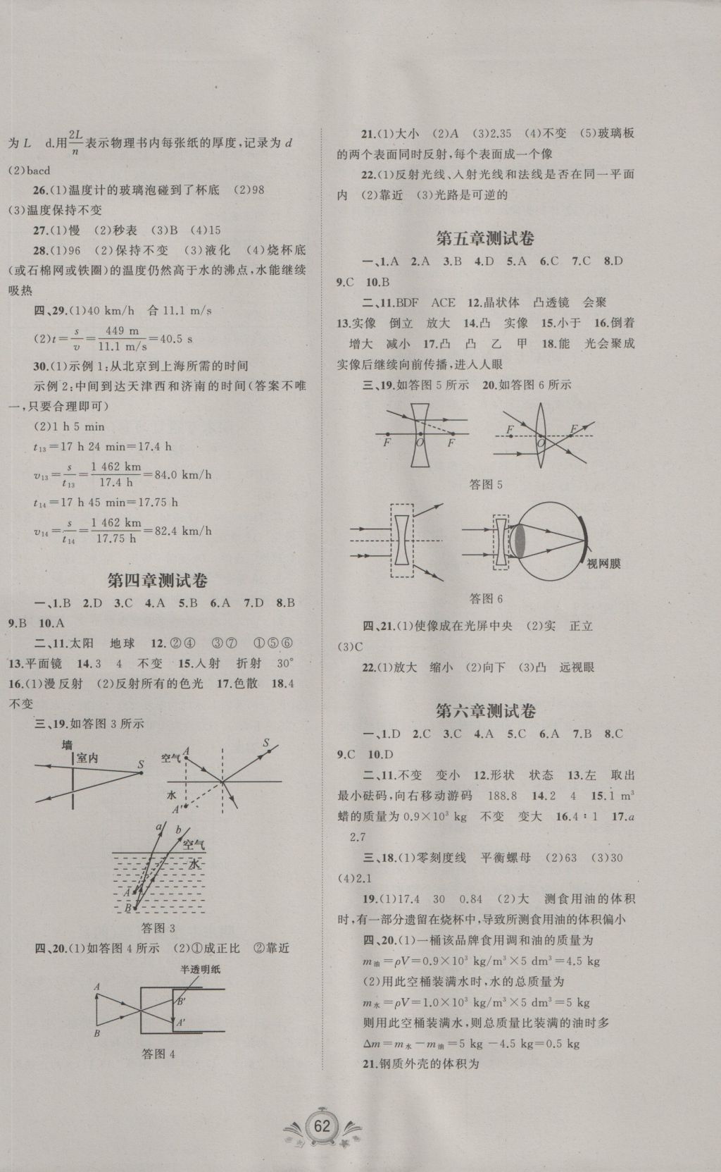 2016年新课程学习与测评单元双测八年级物理上册A版 参考答案第2页