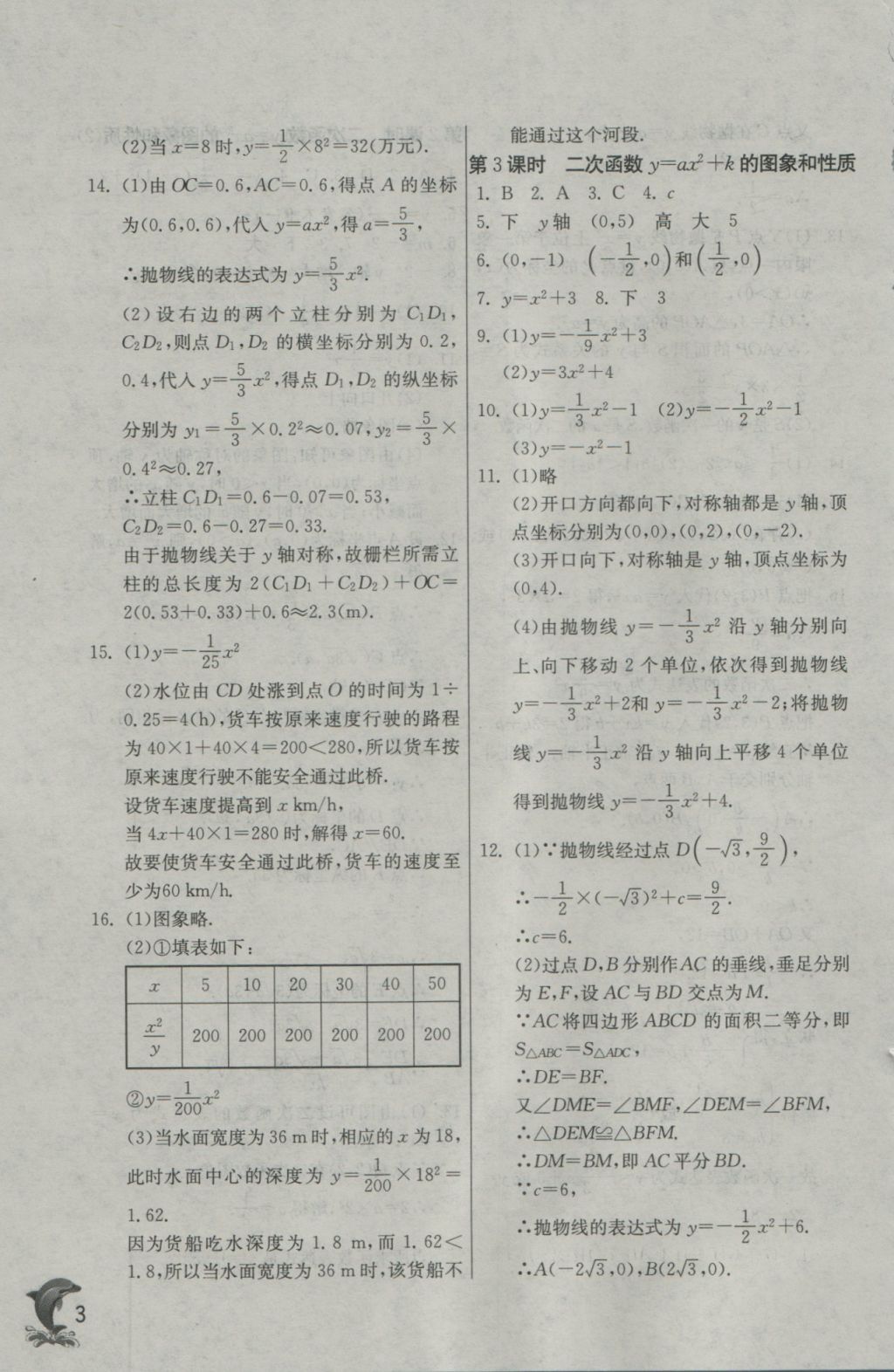 2016年實(shí)驗(yàn)班提優(yōu)訓(xùn)練九年級(jí)數(shù)學(xué)上冊(cè)滬科版 參考答案第3頁