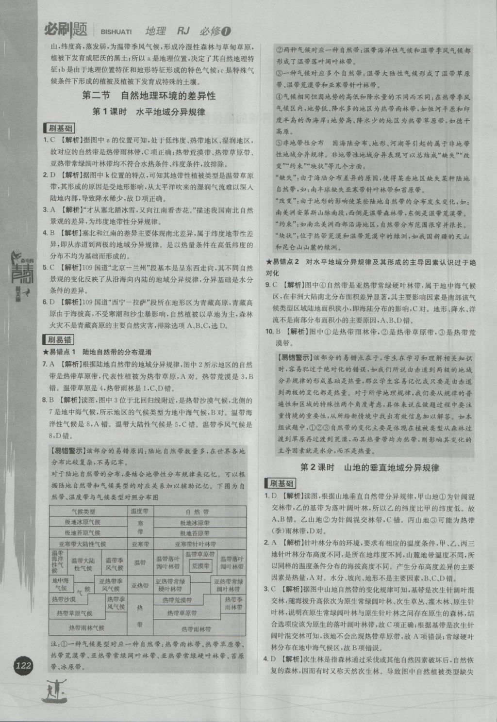 2016年高中必刷题地理必修1人教版 参考答案第38页