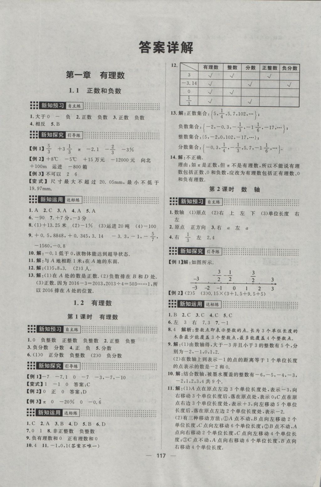 2016年練出好成績七年級數學上冊人教版 參考答案第1頁