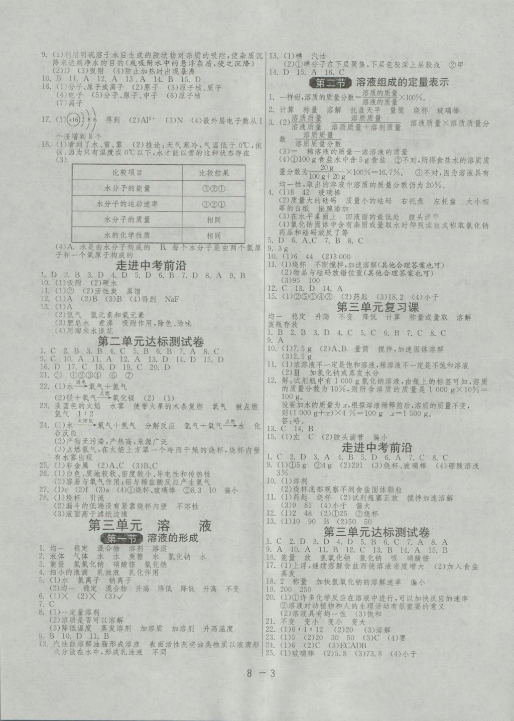 2016年1课3练单元达标测试九年级化学上册鲁教版 参考答案第3页