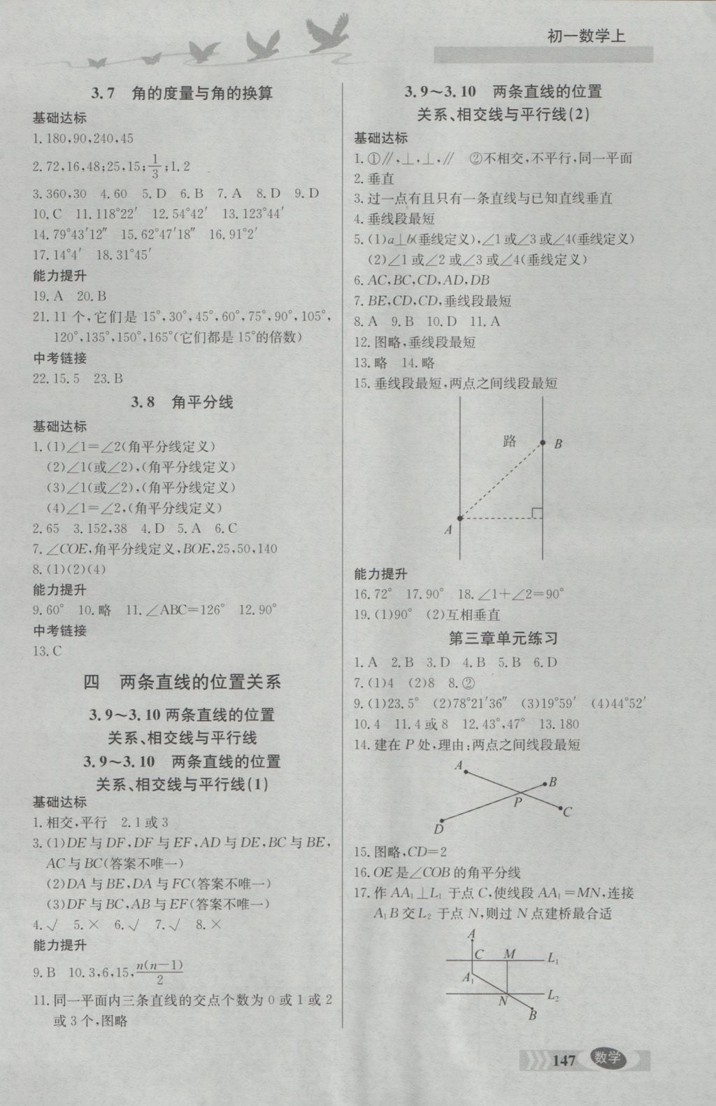 2016年同步檢測三級跳初一數(shù)學(xué)上冊 參考答案第10頁