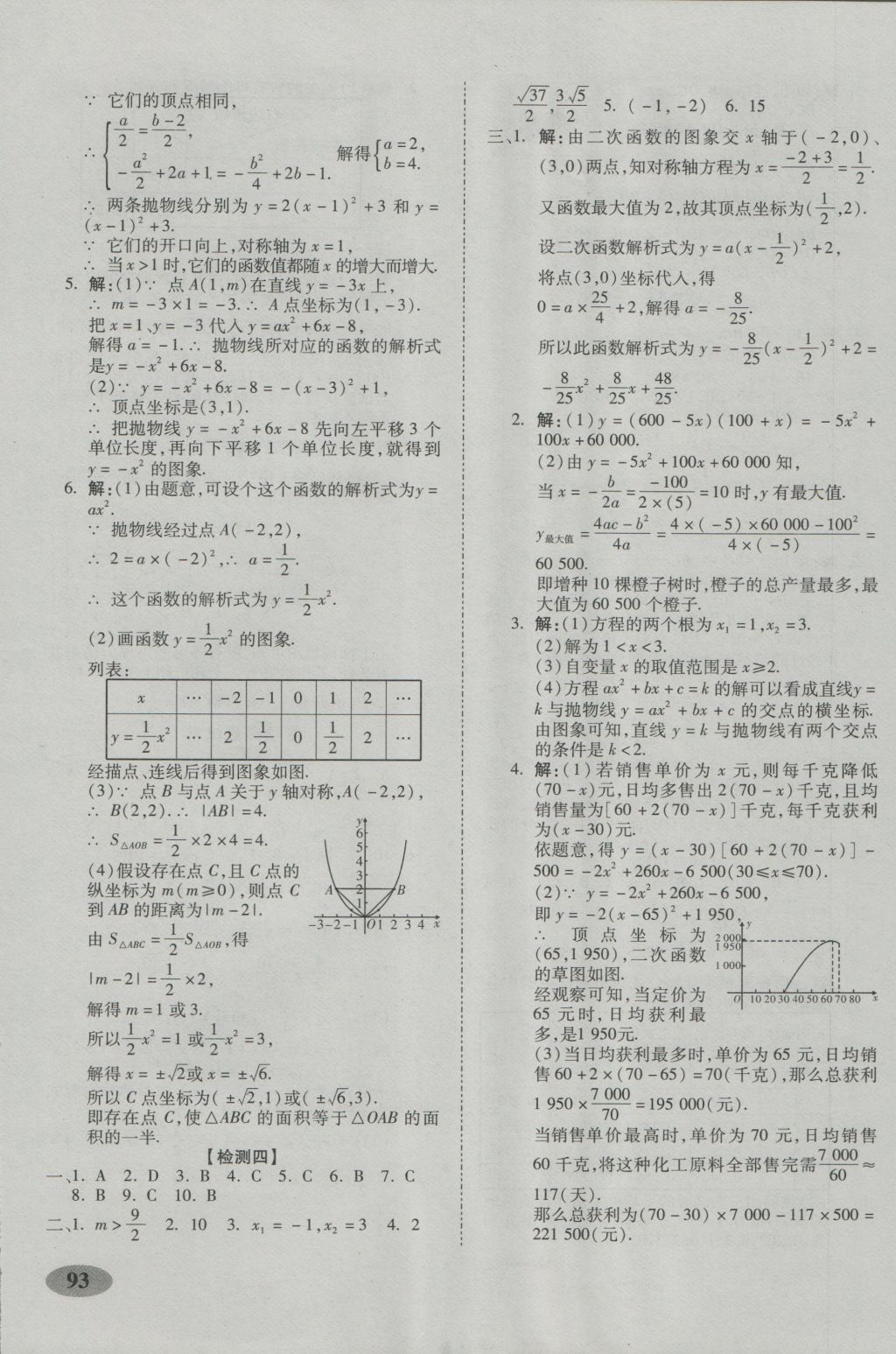 2016年聚能闯关期末复习冲刺卷九年级数学上册人教版 参考答案第9页