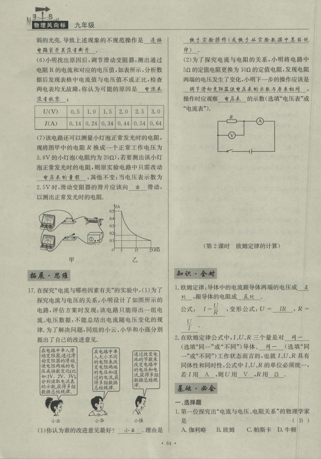 2016年物理風(fēng)向標(biāo)九年級全一冊 第五章 歐姆定律第195頁