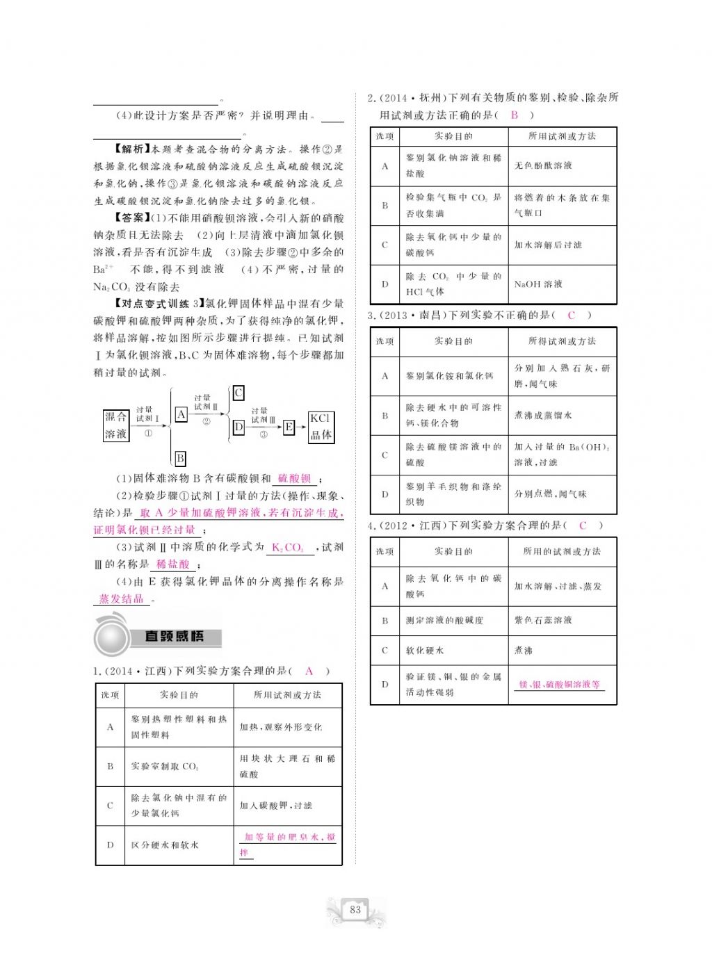 2017年芝麻開花中考方略化學(xué) 參考答案第86頁