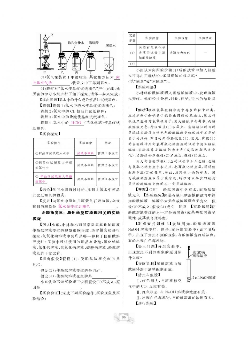 2017年芝麻開花中考方略化學(xué) 參考答案第89頁