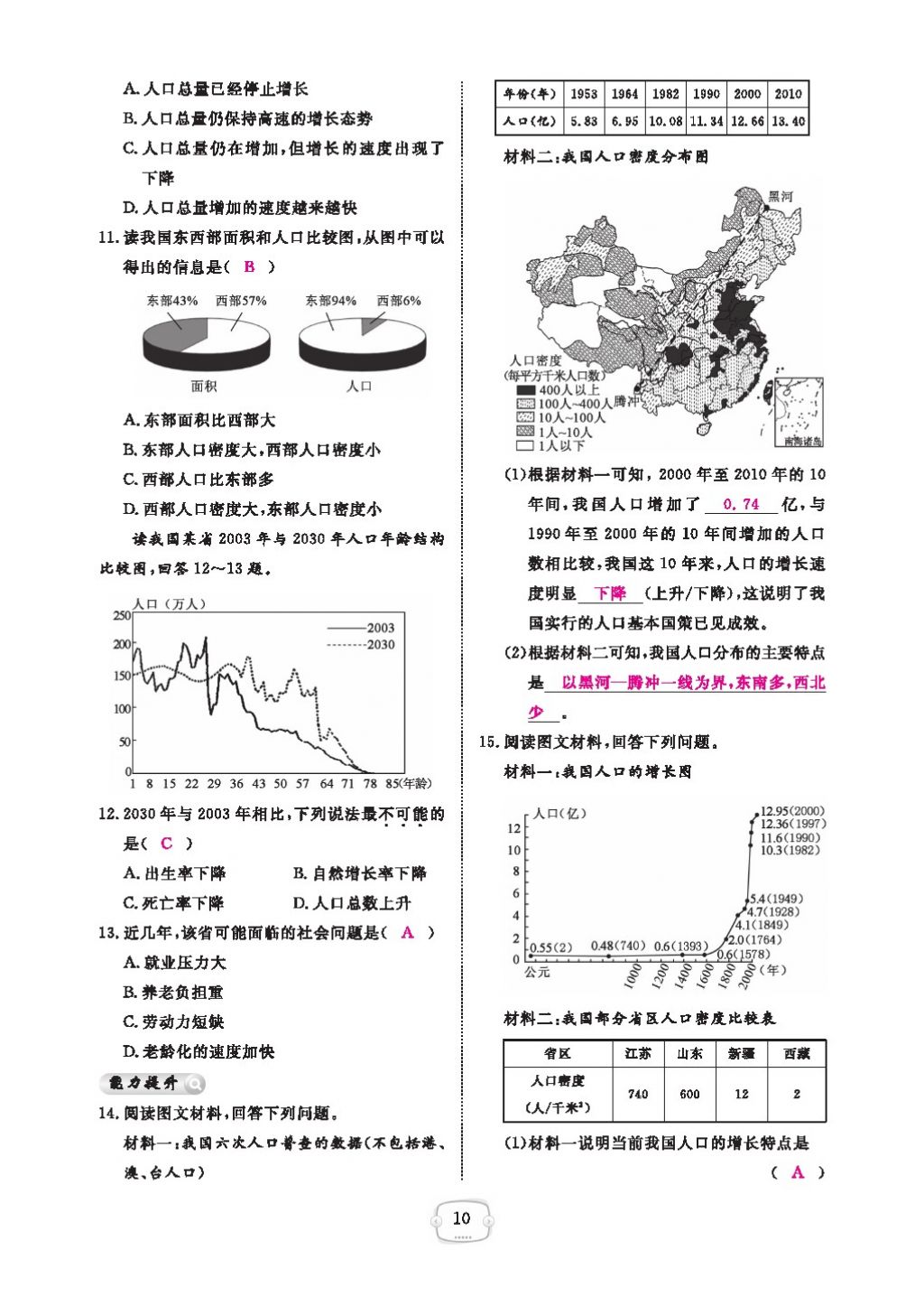 2016領(lǐng)航新課標(biāo)練習(xí)冊八年級地理上冊人教版 參考答案第14頁