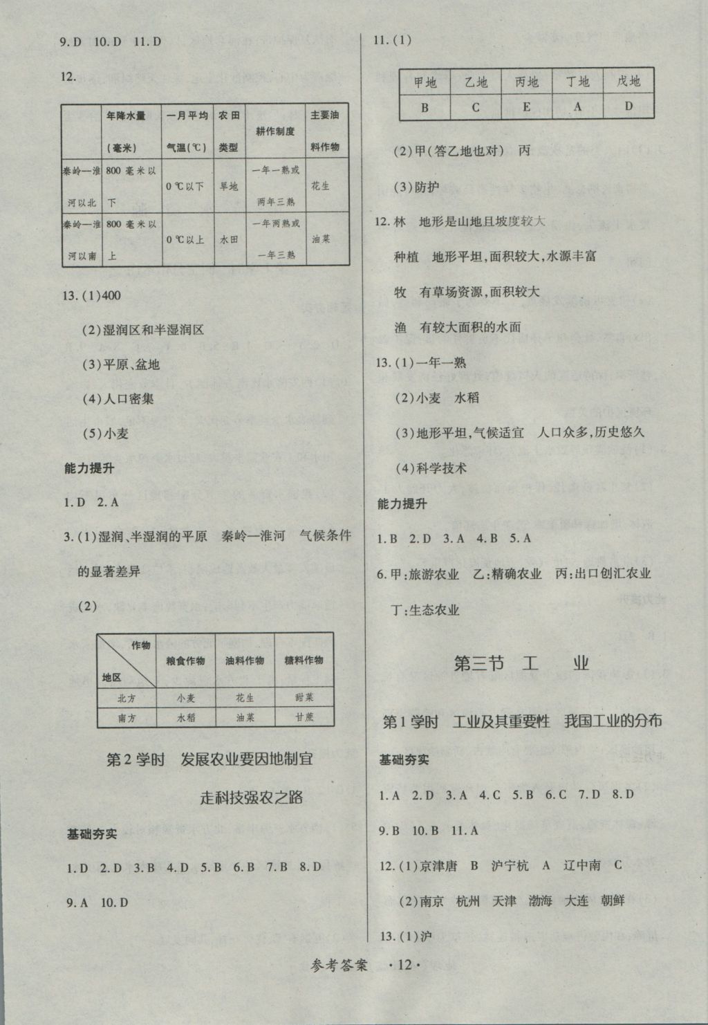 2016年一課一練創(chuàng)新練習(xí)八年級地理上冊人教版 參考答案第12頁