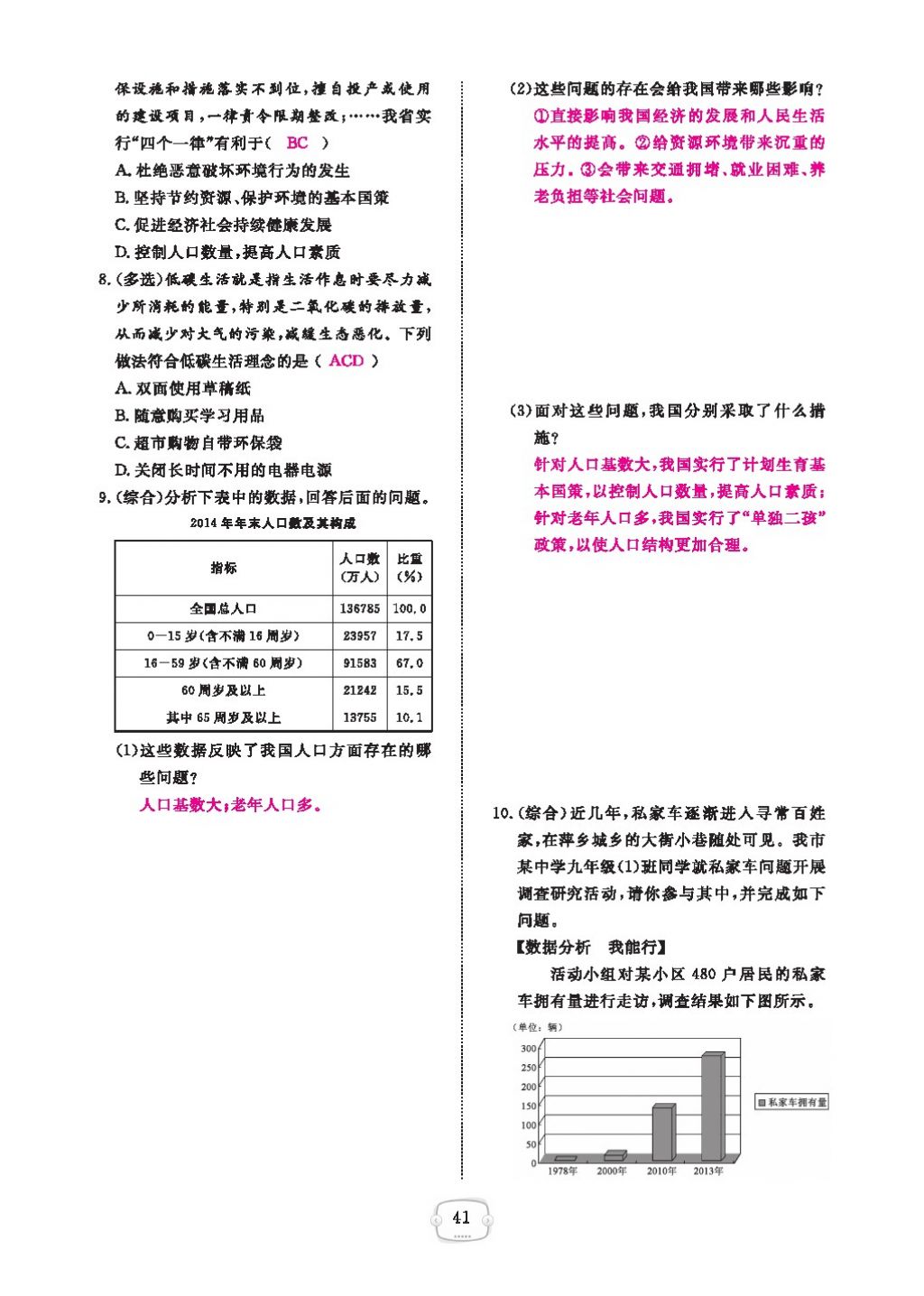 2016領(lǐng)航新課標練習(xí)冊九年級思想品德全一冊人教版 參考答案第45頁