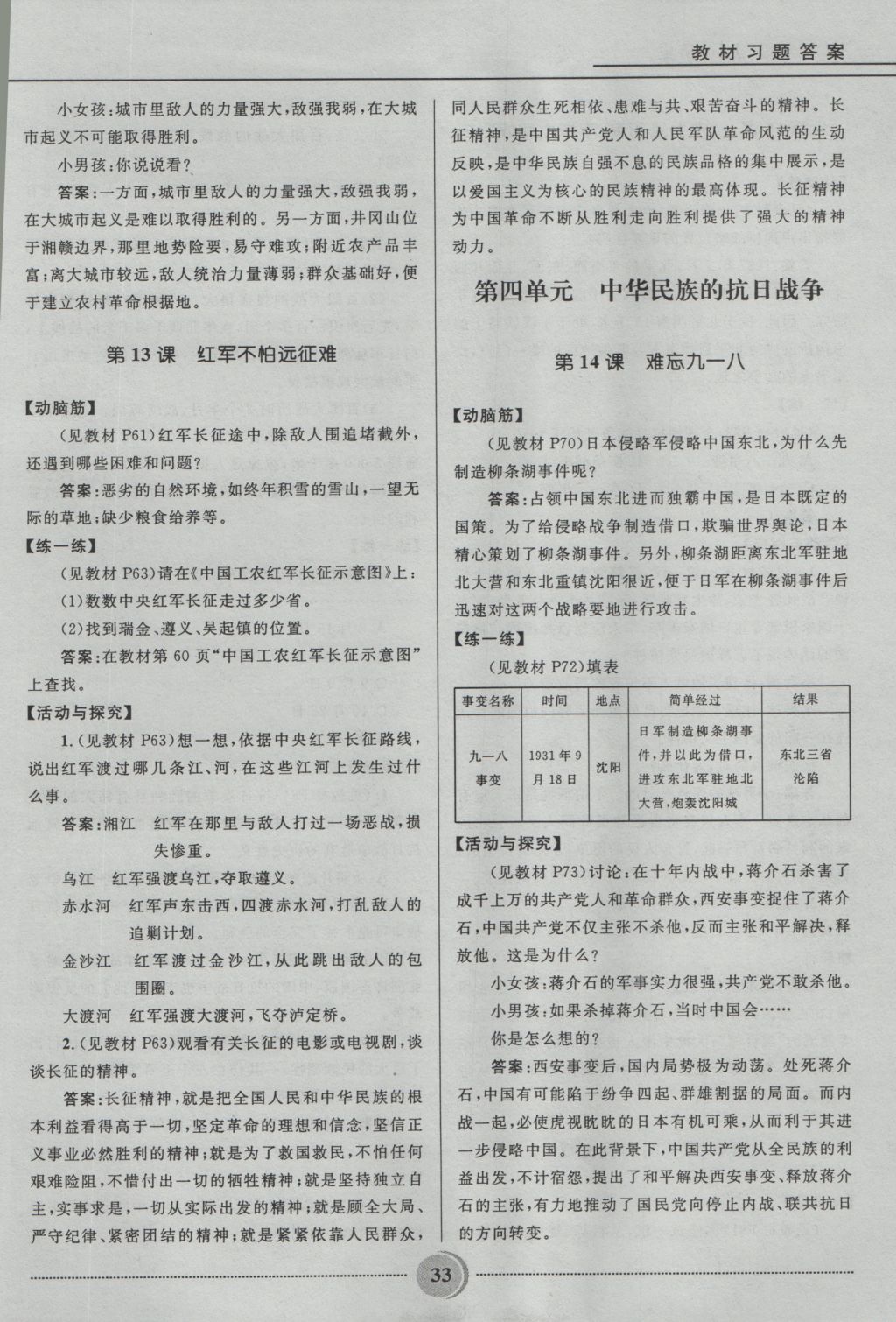 2016年夺冠百分百初中精讲精练八年级历史上册人教版 参考答案第33页