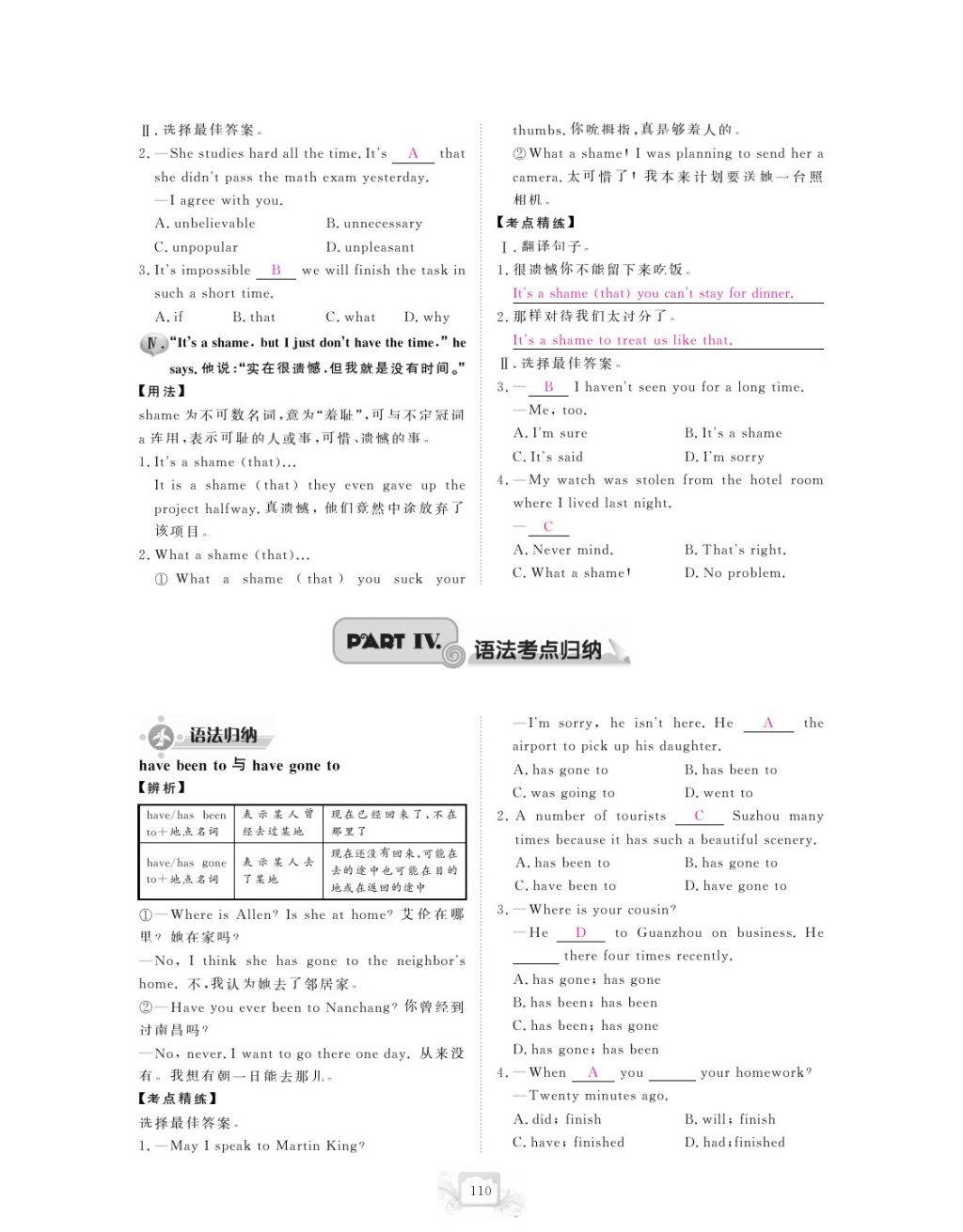 2017年芝麻开花中考方略英语 参考答案第113页