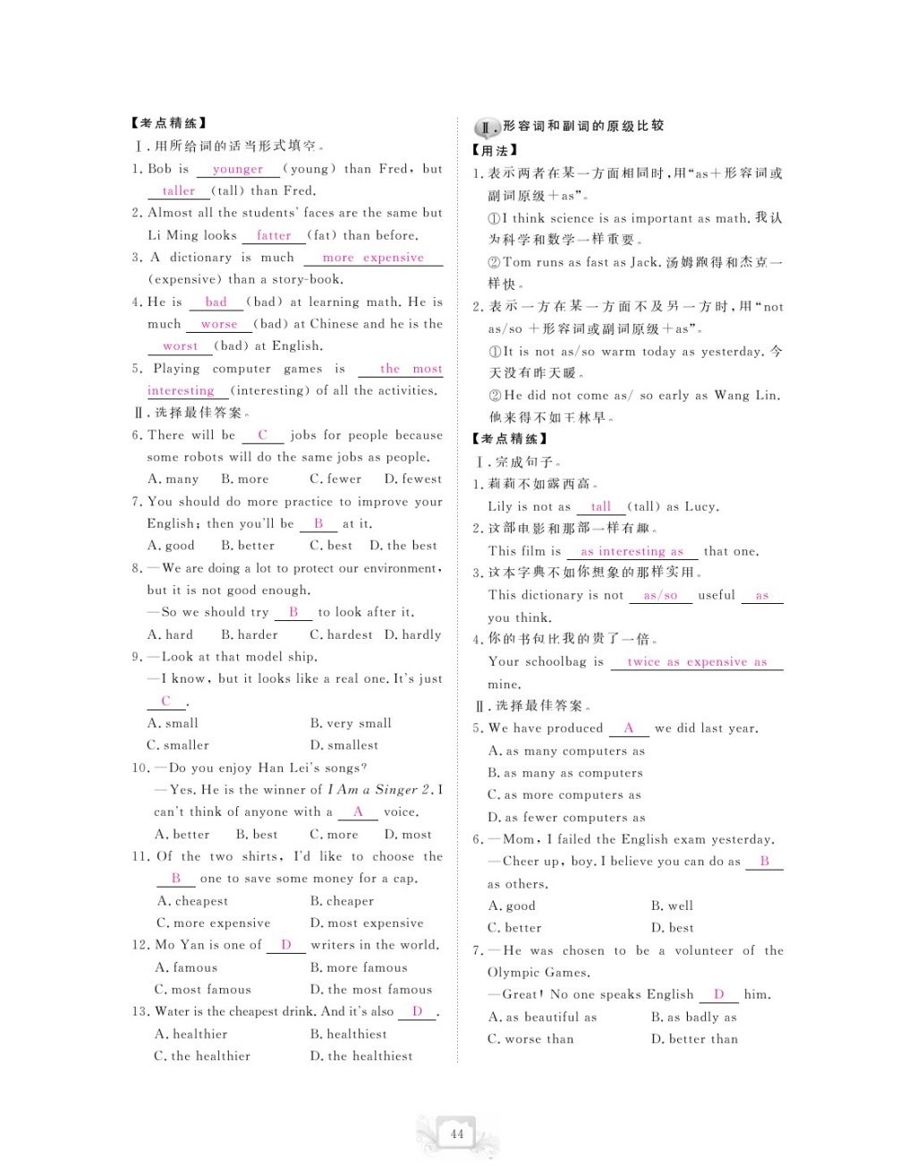 2017年芝麻開花中考方略英語 參考答案第47頁