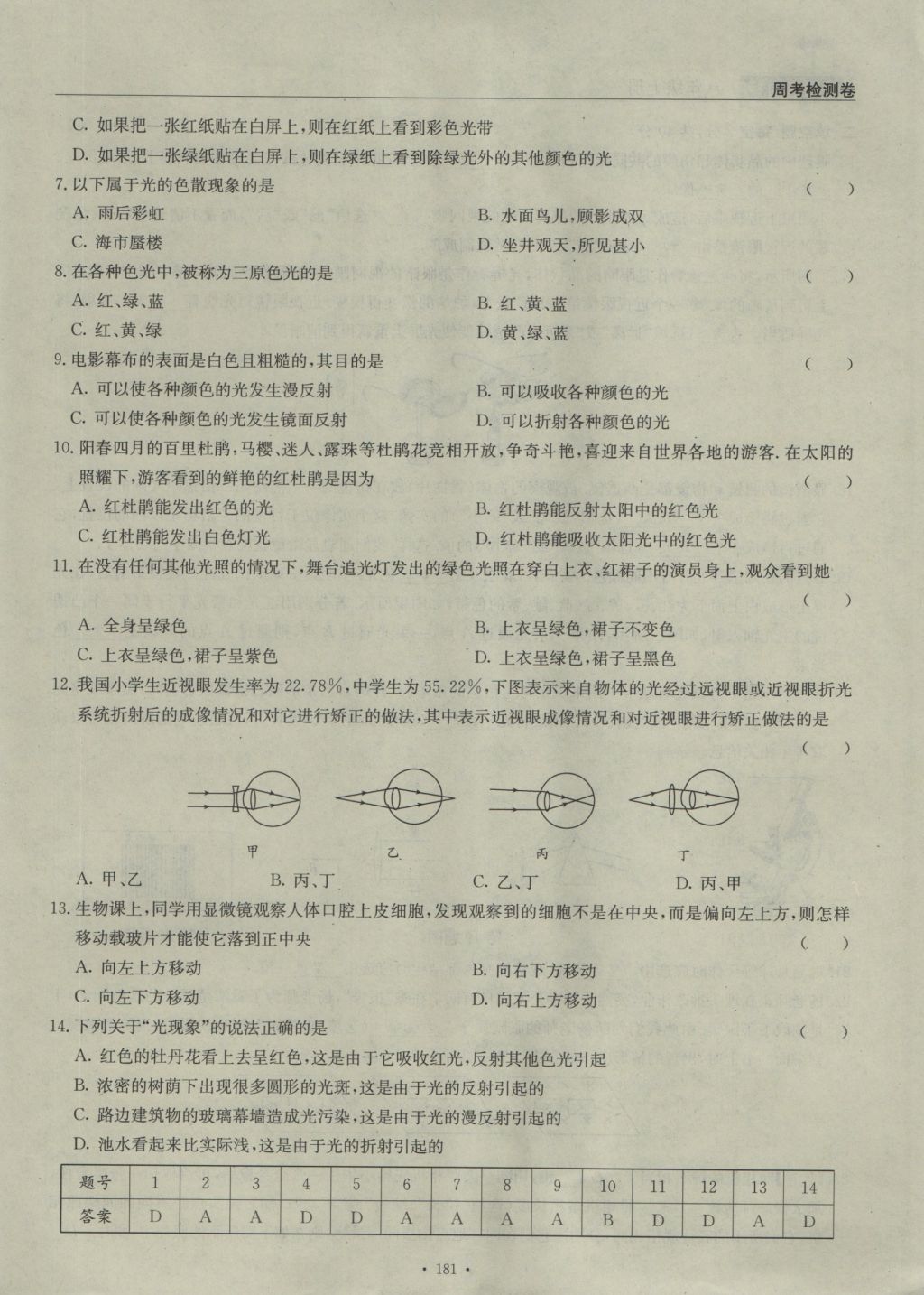 2016年物理風向標八年級上冊 周考檢測卷第46頁