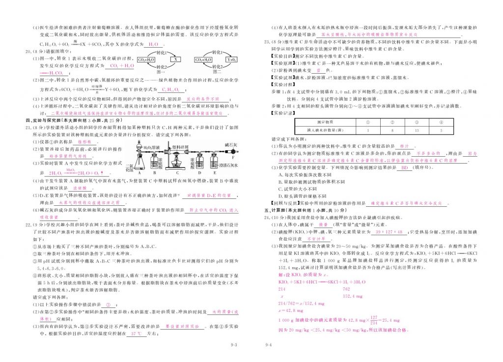 2017年芝麻開花中考方略化學(xué) 參考答案第157頁