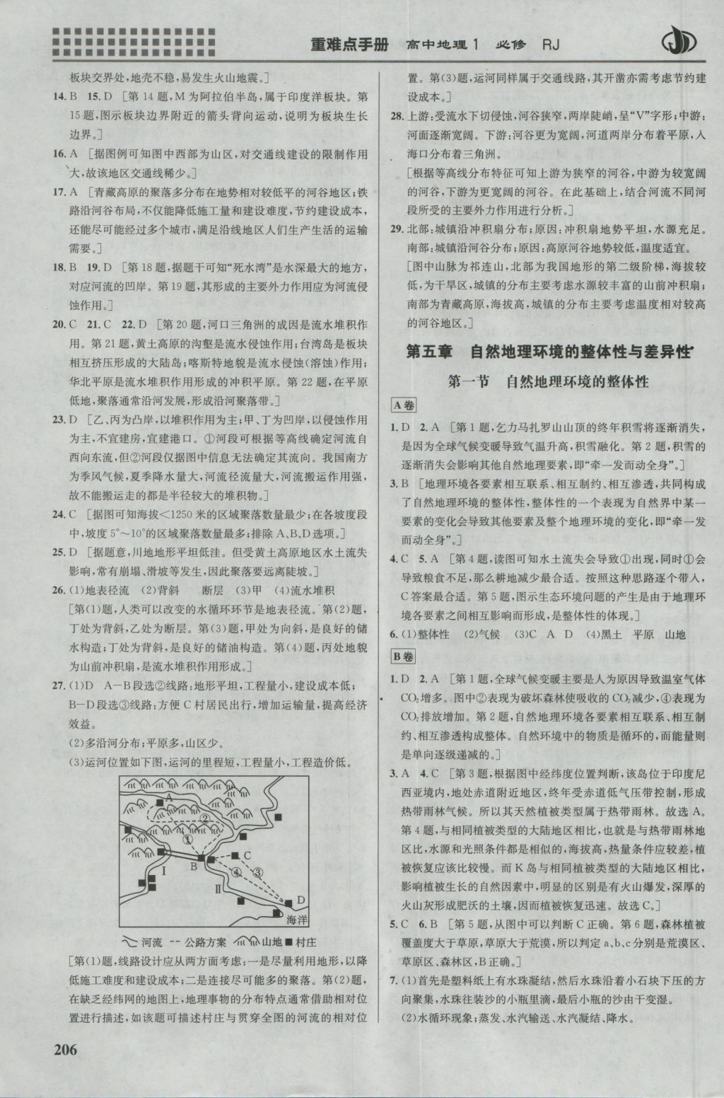 2016年重難點(diǎn)手冊(cè)高中地理必修1人教版 參考答案第14頁