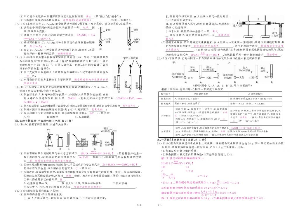 2017年芝麻開花中考方略化學(xué) 參考答案第151頁