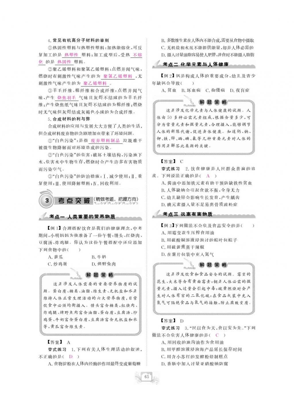 2017年芝麻開花中考方略化學 參考答案第68頁