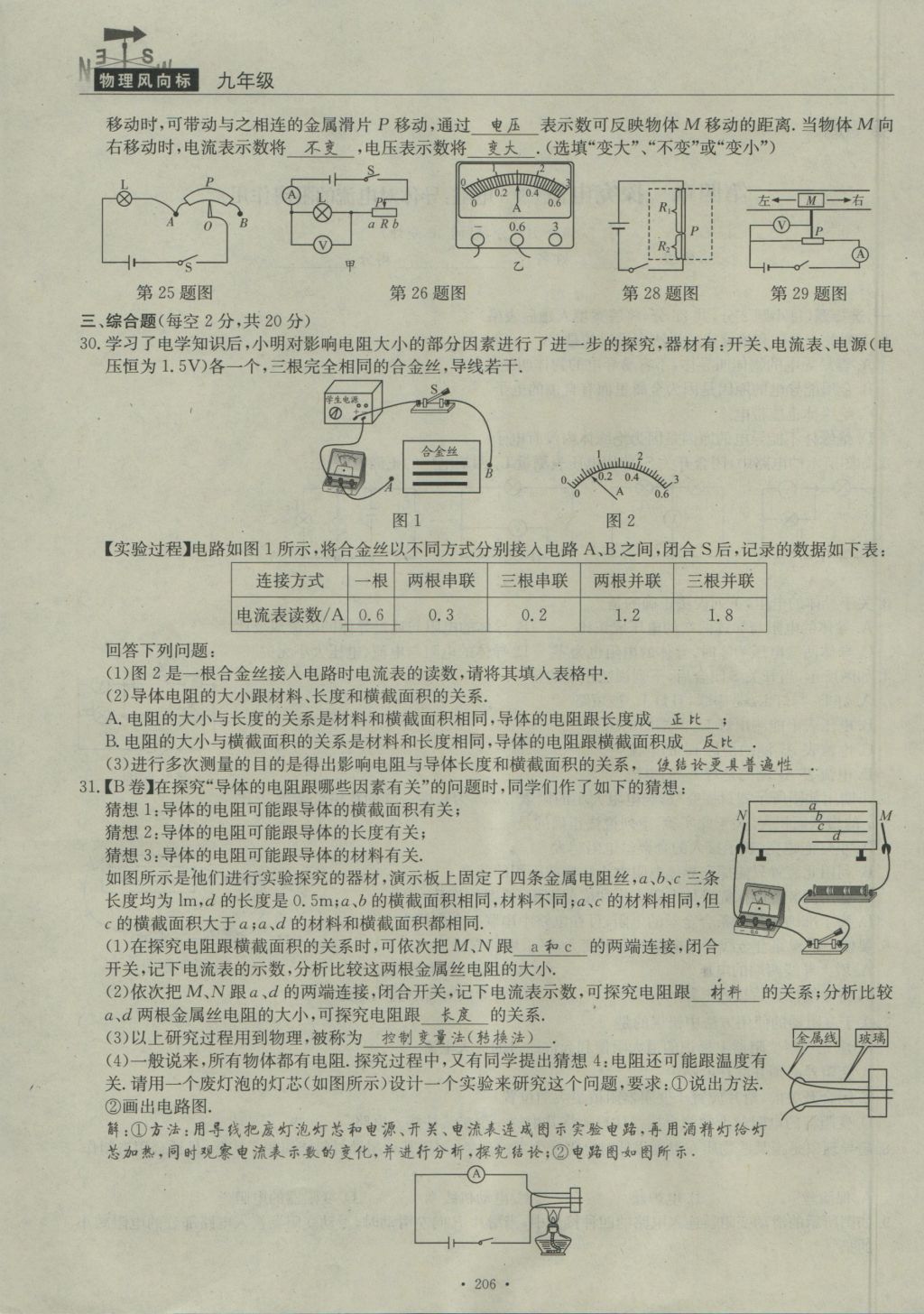 2016年物理風(fēng)向標(biāo)九年級(jí)全一冊(cè) 周考檢測(cè)卷第28頁(yè)