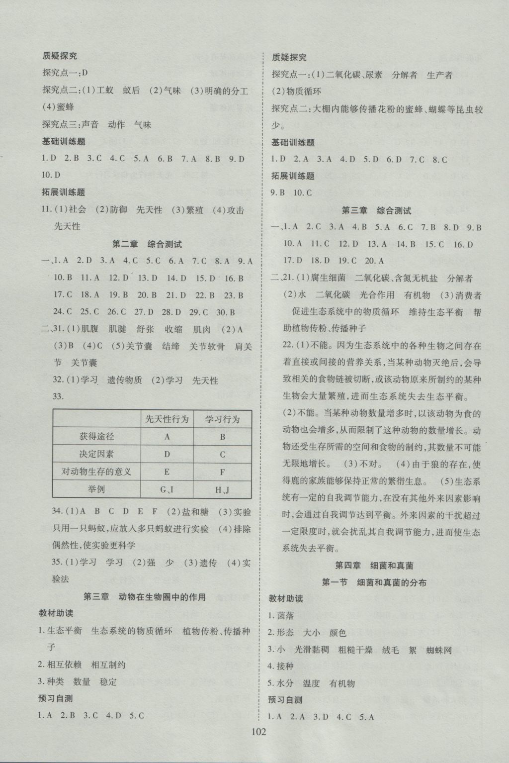 2016年資源與評價八年級生物學(xué)上冊人教版 參考答案第4頁