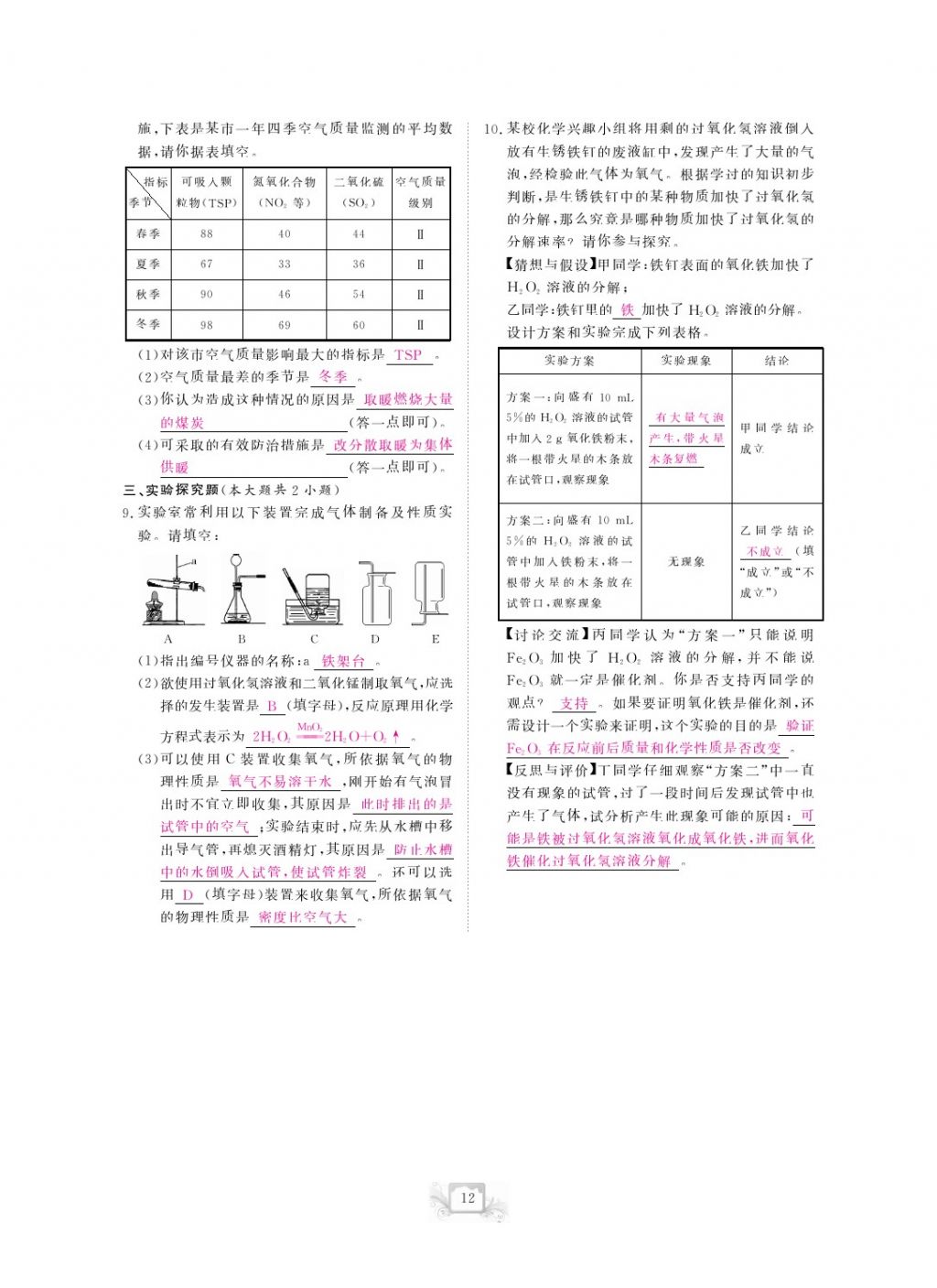 2017年芝麻開花中考方略化學(xué) 參考答案第15頁