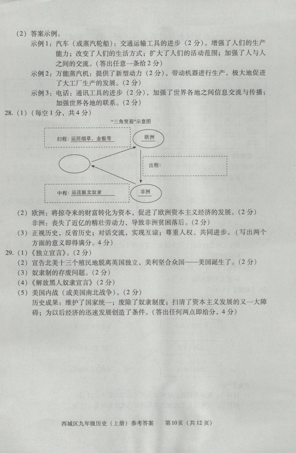 2016年學(xué)習(xí)探究診斷九年級(jí)歷史上冊(cè) 參考答案第10頁