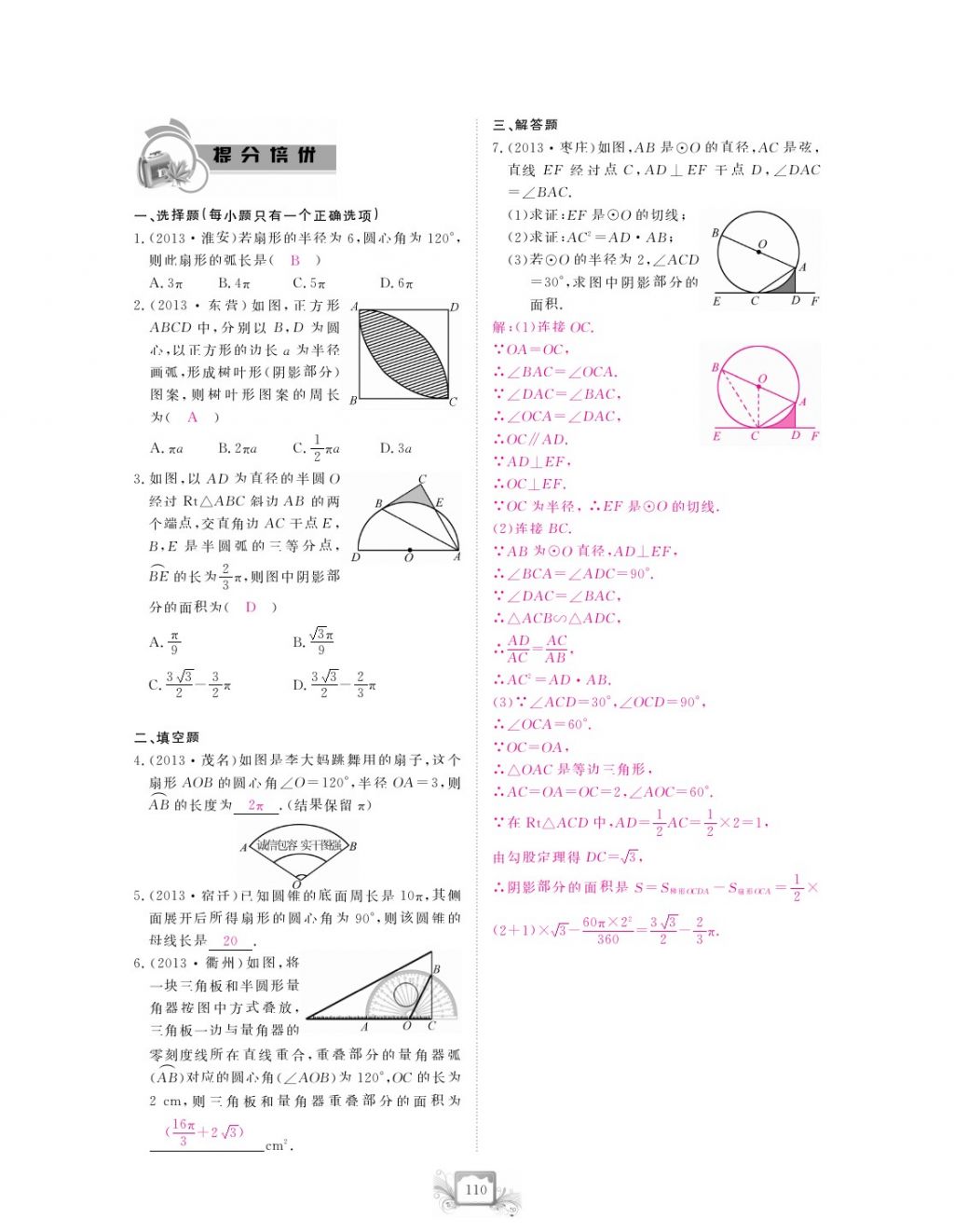 2017年芝麻開花中考方略數(shù)學(xué) 參考答案第113頁