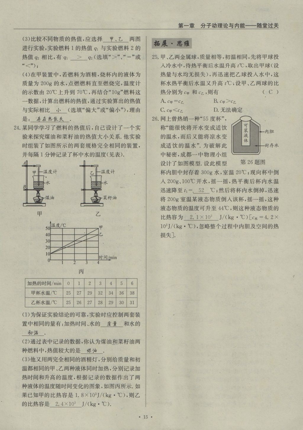 2016年物理風(fēng)向標(biāo)九年級全一冊 第一章 分子動理論與內(nèi)能第143頁