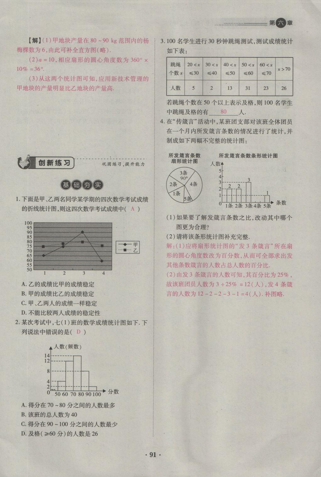 2016年一課一練創(chuàng)新練習(xí)七年級(jí)數(shù)學(xué)上冊(cè)北師大版 第六章 數(shù)據(jù)的收集與整理第100頁(yè)