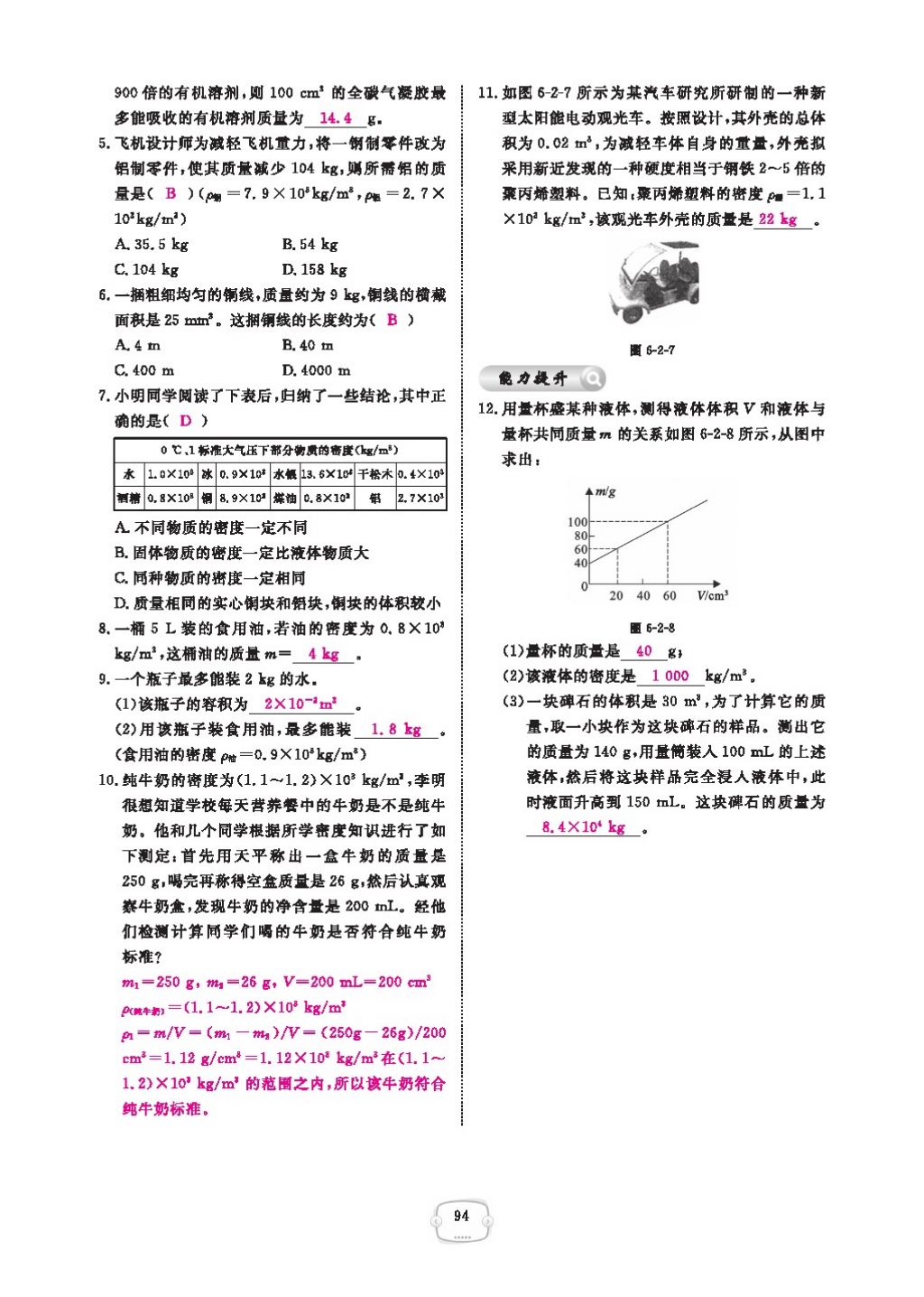 2016領航新課標練習冊八年級物理上冊人教版 參考答案第98頁