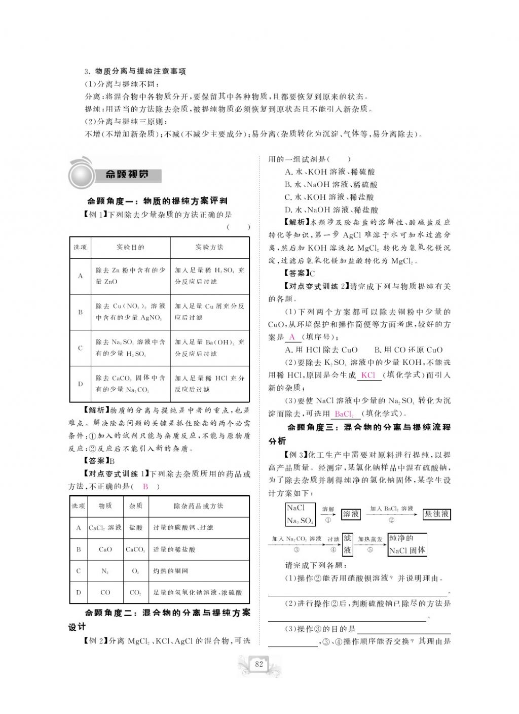 2017年芝麻開花中考方略化學(xué) 參考答案第85頁