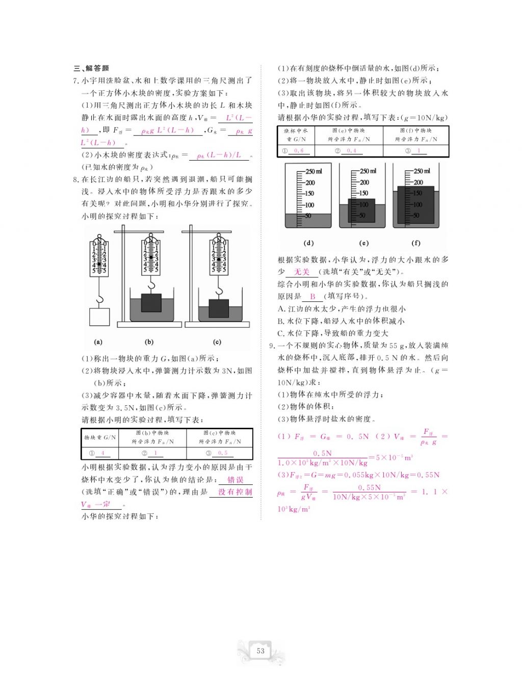 2017年芝麻開花中考方略物理 參考答案第56頁(yè)