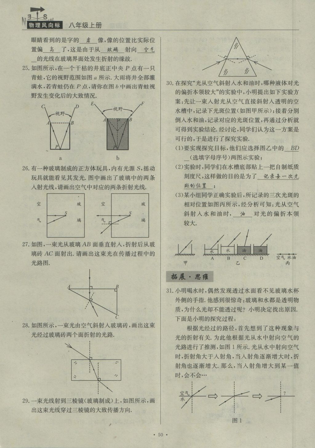 2016年物理風(fēng)向標(biāo)八年級(jí)上冊(cè) 第四章 在光的世界里第197頁