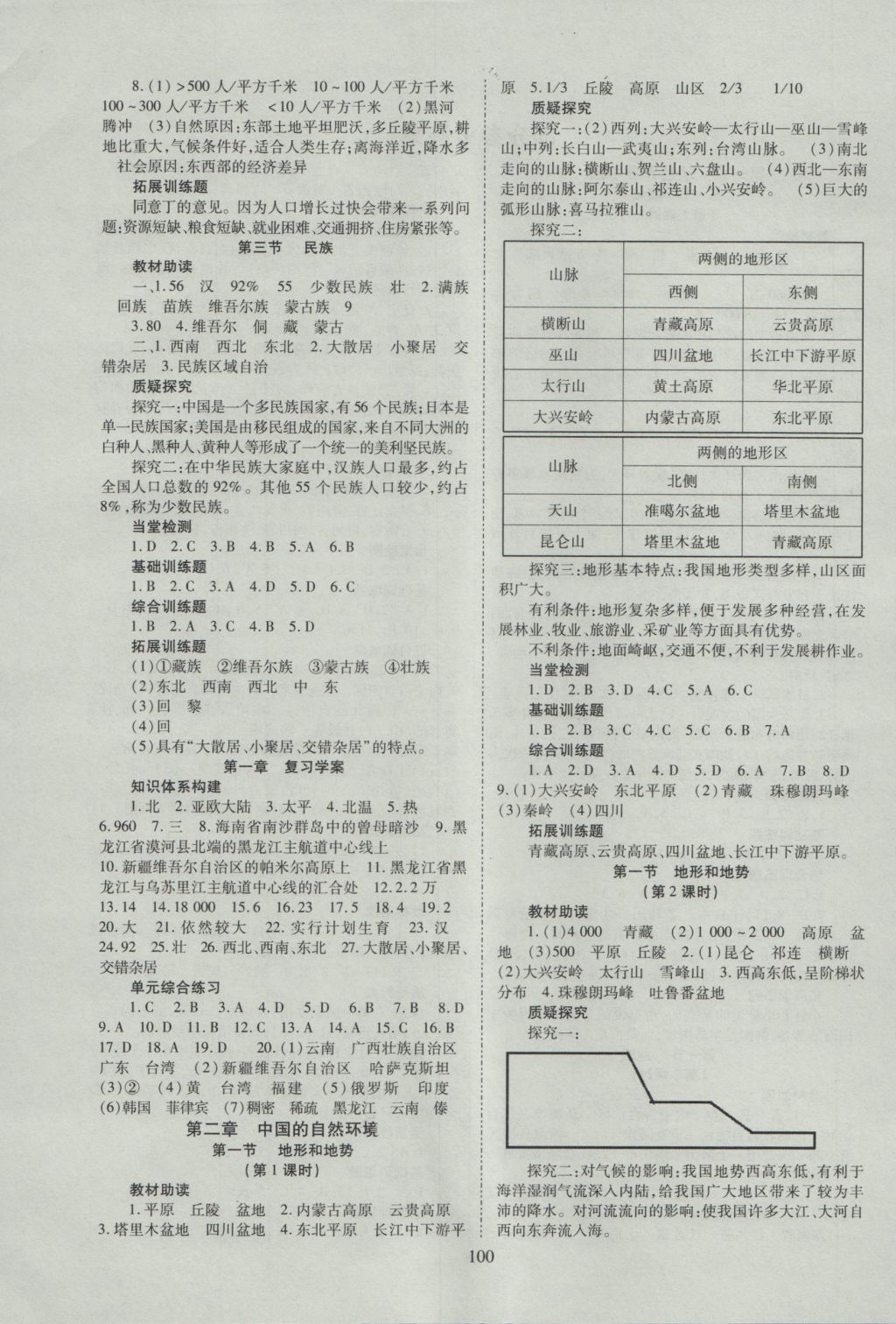 2016年资源与评价八年级地理上册人教版 参考答案第1页