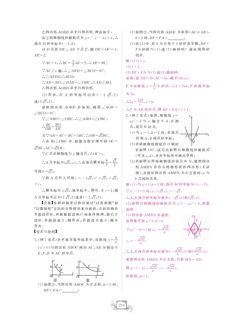 2017年芝麻开花中考方略数学 参考答案第217页