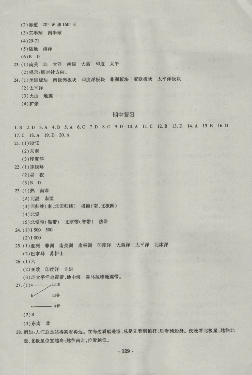 2016年一課一練創(chuàng)新練習(xí)七年級(jí)地理上冊(cè)人教版 參考答案第7頁(yè)