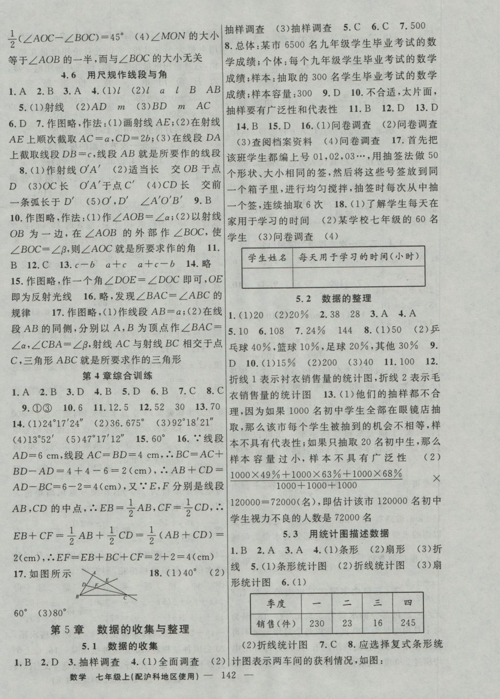 2016年黄冈100分闯关七年级数学上册沪科版 参考答案第12页