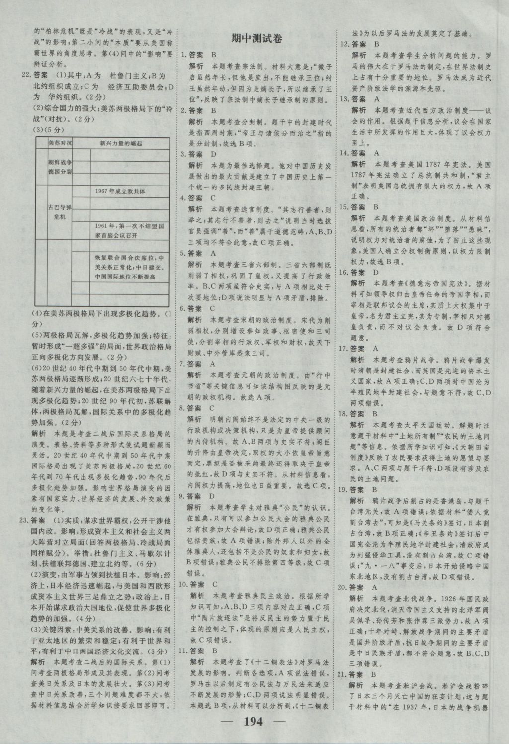 高考調(diào)研衡水重點(diǎn)中學(xué)同步精講精練歷史必修一新課標(biāo)版 參考答案第30頁(yè)