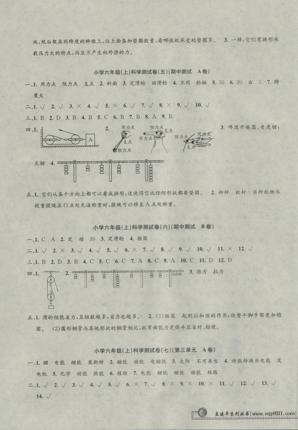 2016年孟建平小學(xué)單元測(cè)試六年級(jí)科學(xué)上冊(cè)教科版 參考答案第3頁(yè)