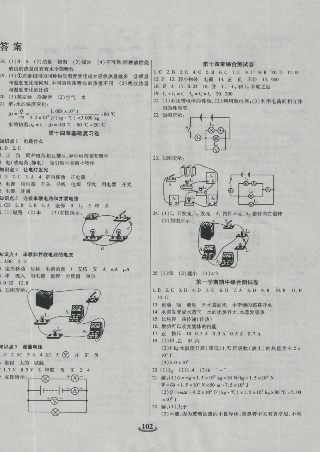 2016年暢響雙優(yōu)卷九年級物理全一冊滬科版 參考答案第2頁