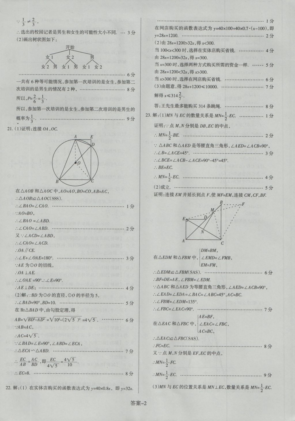 2017年山西中考權(quán)威試卷匯編數(shù)學(xué) 參考答案第2頁(yè)