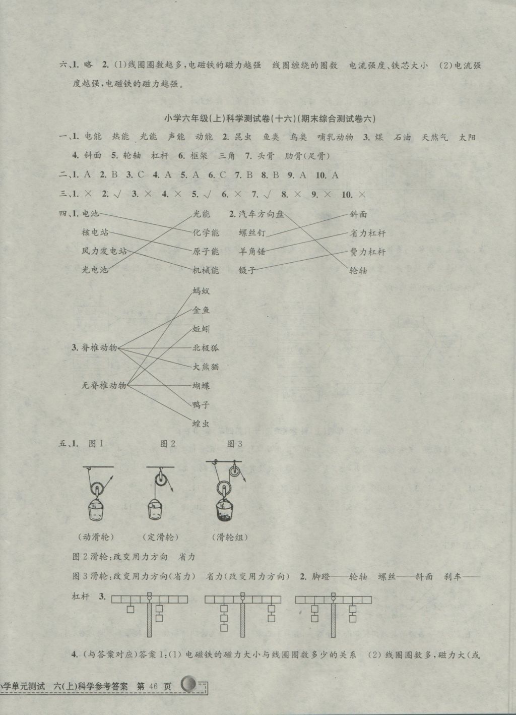 2016年孟建平小學(xué)單元測試六年級科學(xué)上冊教科版 參考答案第8頁