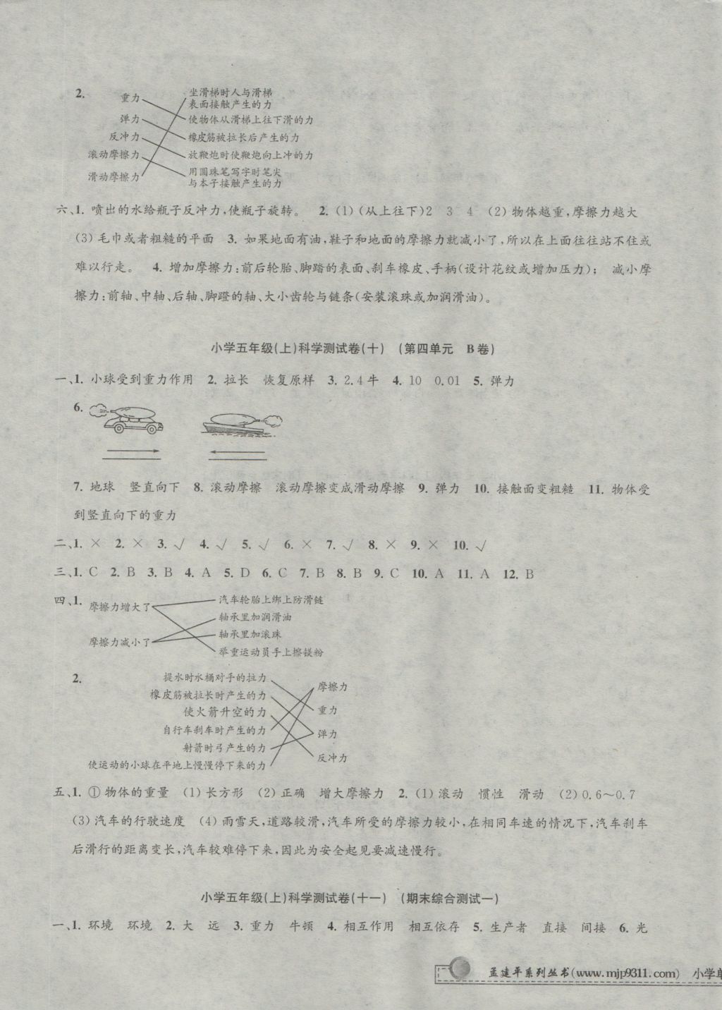 2016年孟建平小學(xué)單元測(cè)試五年級(jí)科學(xué)上冊(cè)教科版 參考答案第5頁(yè)